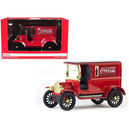 1917 Ford Model T Cargo Van "Coca-Cola" Red with Black Top 1/24 Diecast Model Car by Motorcity Classics