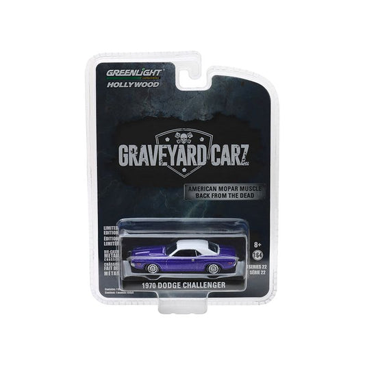 1970 Dodge Challenger Purple with White Top "Graveyard Carz" (2012) TV Series (Season 5: "Chally vs. Chally") "Hollywood" Series 22 1/64 Diecast Model Car by Greenlight