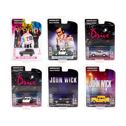 "Hollywood Series" Set of 6 pieces Release 33 1/64 Diecast Model Cars by Greenlight