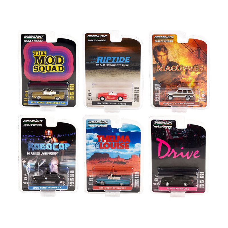 "Hollywood Series" Set of 6 pieces Release 34 1/64 Diecast Model Cars by Greenlight