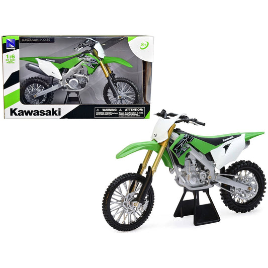 2019 Kawasaki KX 450F Dirt Bike Motorcycle Green and White 1/6 Diecast Model by New Ray