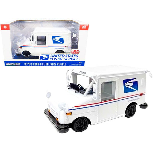 "USPS" LLV Long Life Postal Delivery Vehicle White with Stripes "United States Postal Service" 1/24 Diecast Model by Greenlight