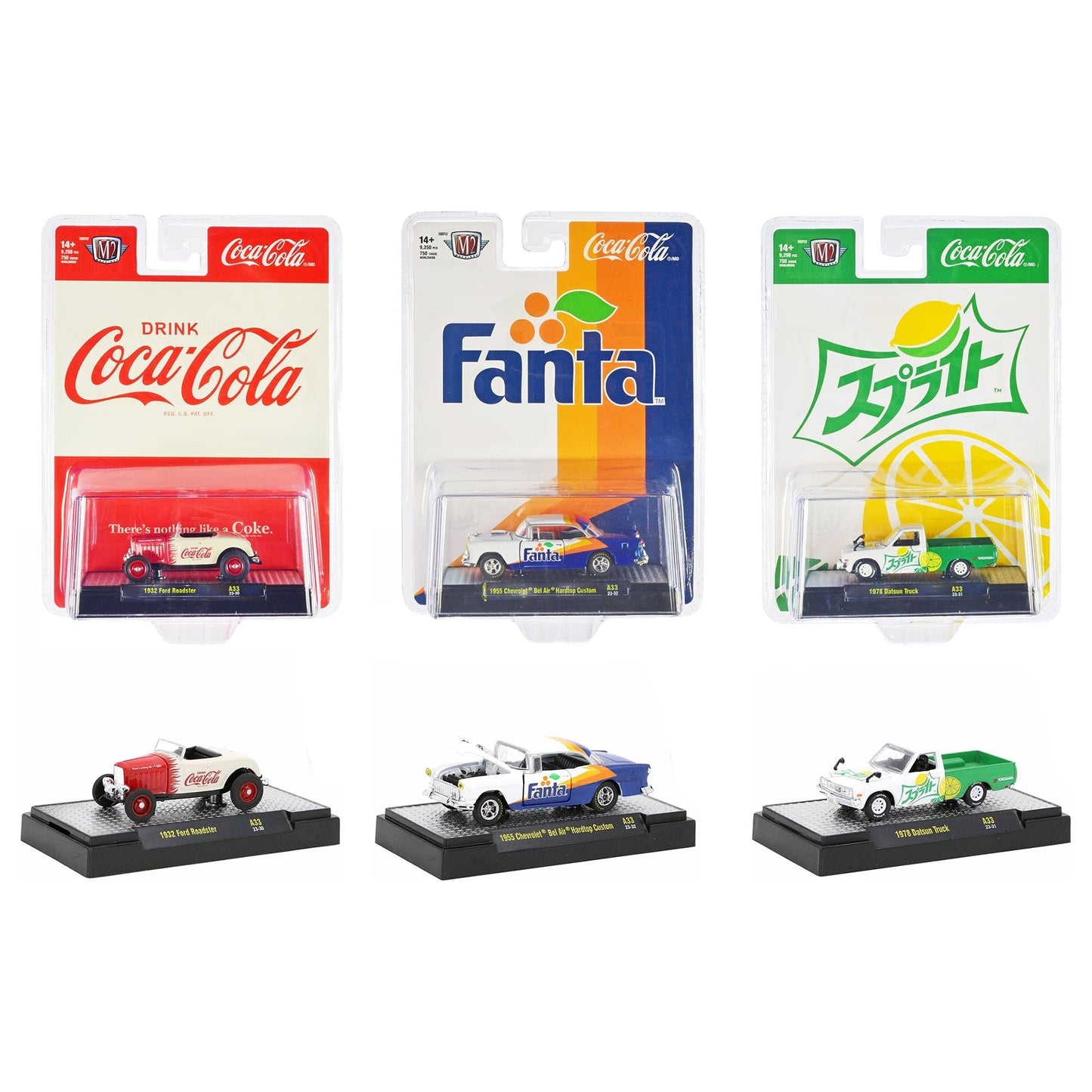 "Sodas" Set of 3 pieces Release 33 Limited Edition to 9250 pieces Worldwide 1/64 Diecast Model Car by M2 Machines