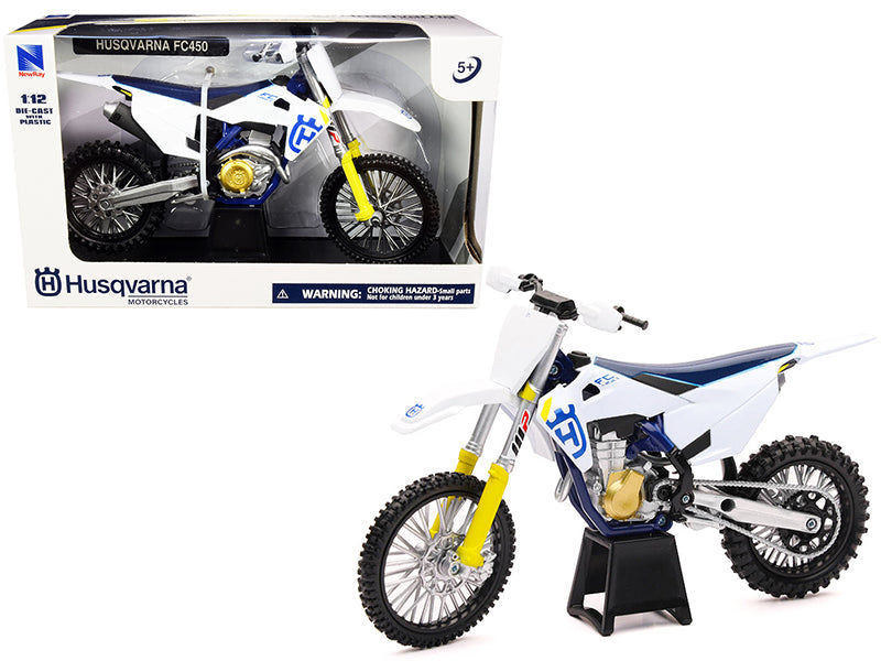 Husqvarna FC450 White and Blue 1/12 Diecast Motorcycle Model by New Ray