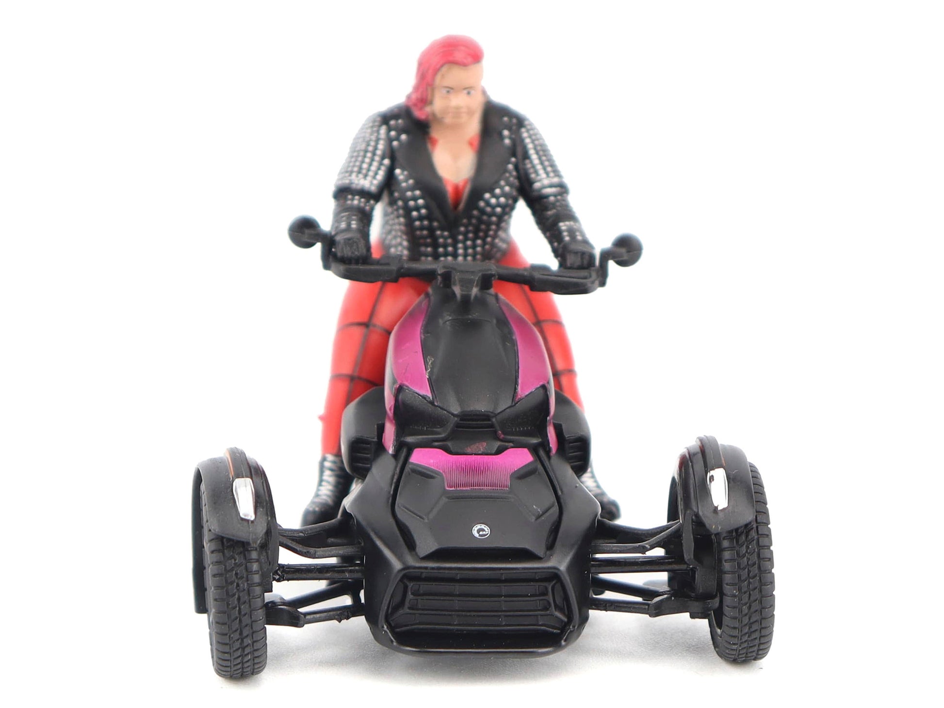 Can-Am Ryker 3-Wheel Motorcycle Pink Punk and Black with Driver Figure 1/32 Diecast Model by BRP Models