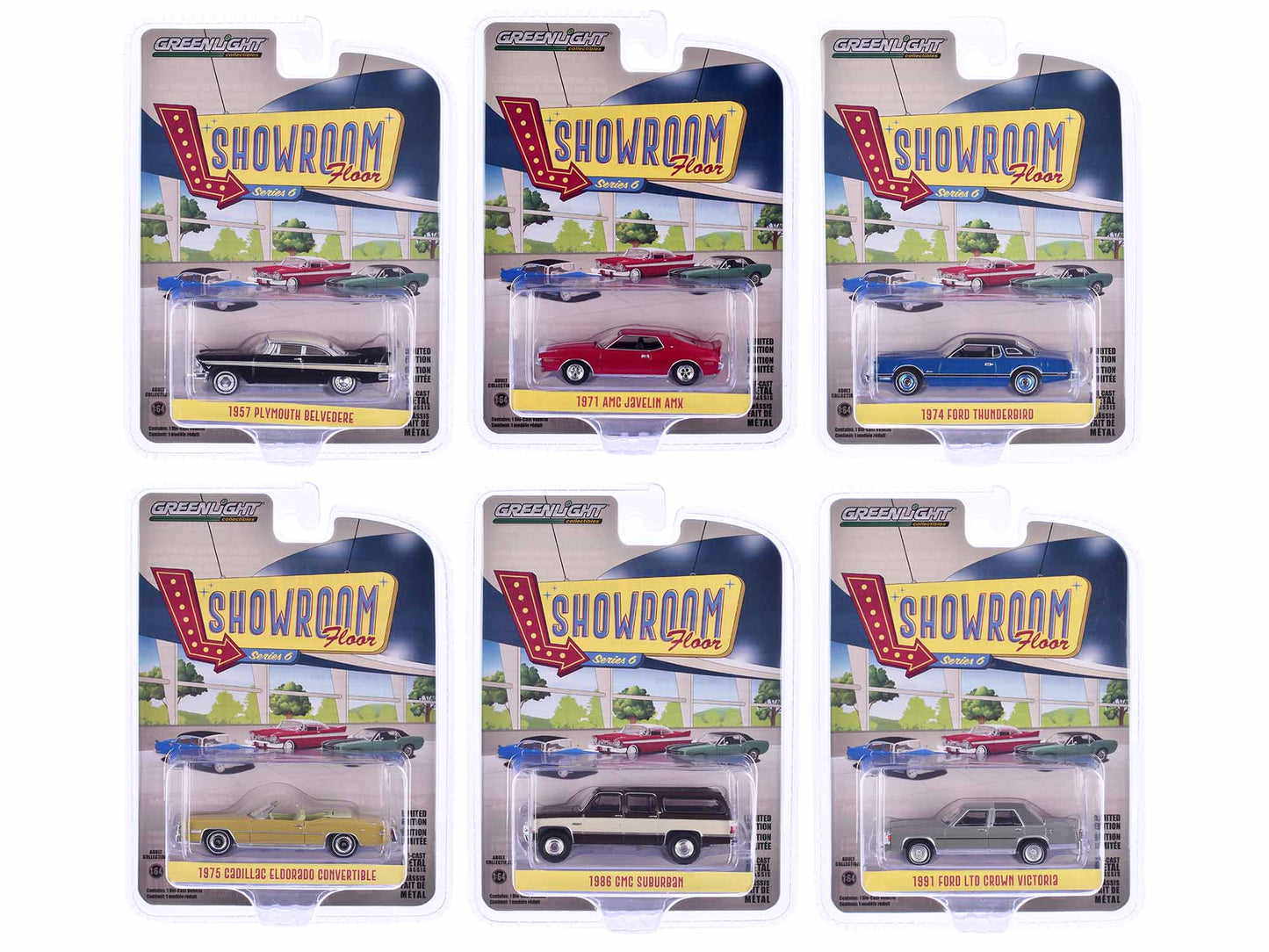 "Showroom Floor" Set of 6 Cars Series 6 1/64 Diecast Model Cars by Greenlight