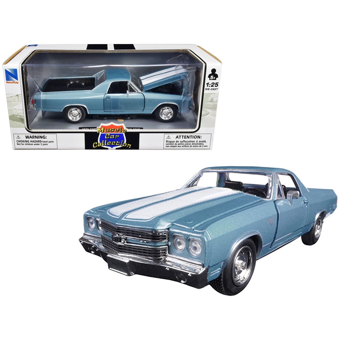 1970 Chevrolet El Camino SS Blue 1/25 Diecast Model Car by New Ray