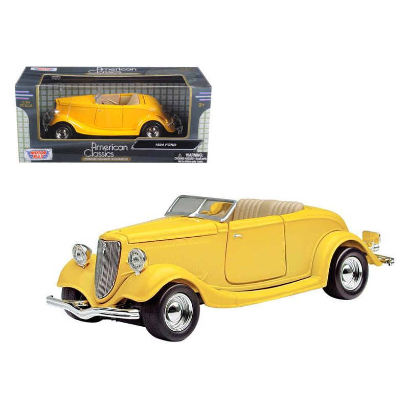 1934 Ford Coupe Yellow 1/24 Diecast Car Model by Motormax