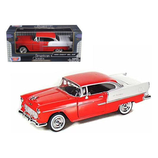 1955 Chevrolet Bel Air Red 1/24 Diecast Model Car by Motormax