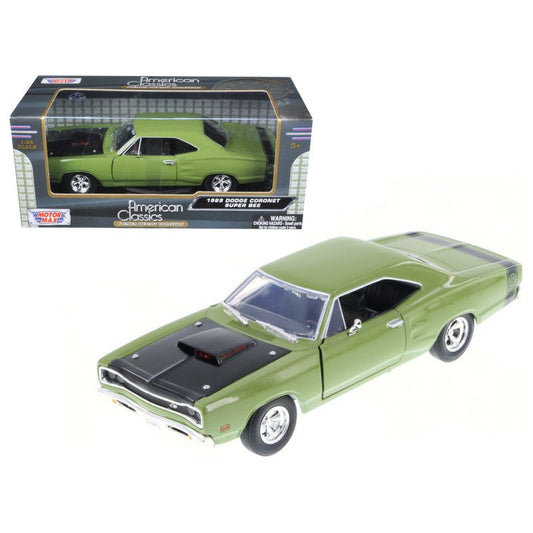 1969 Dodge Coronet Super Bee Green 1/24 Diecast Model Car by Motormax