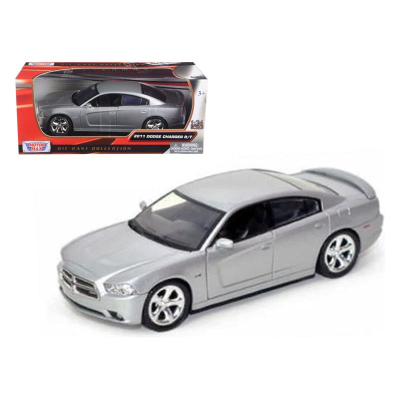 2011 Dodge Charger R/T Hemi Silver 1/24 Diecast Model Car by Motormax