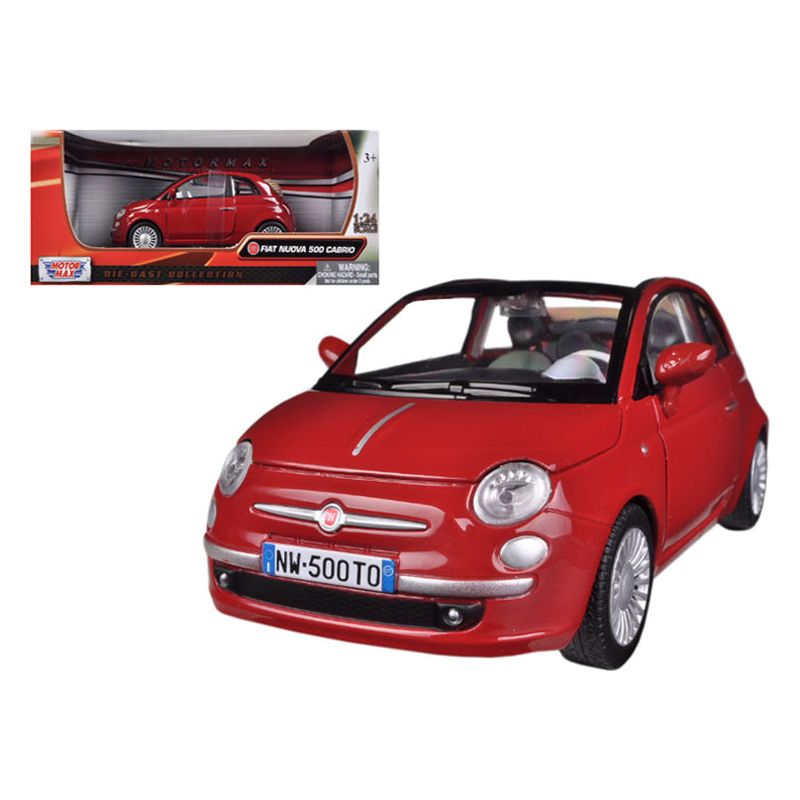 Fiat 500 Nuova Cabrio Red 1/24 Diecast Model Car by Motormax