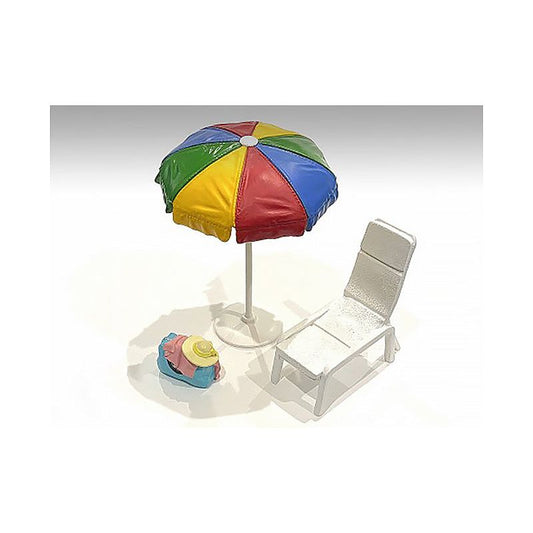 "Beach Girls" Accessories (Beach Chair and Beach Umbrella and Duffle Bag) for 1/18 Scale Models by American Diorama