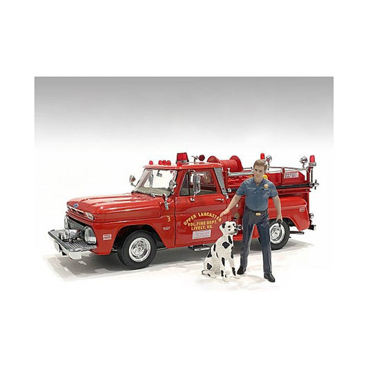 "Firefighters" Fire Dog Training Figures (Trainer and Dog) for 1/18 Scale Models by American Diorama