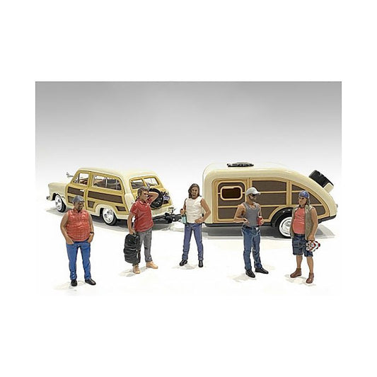 "Campers" 5 piece Figure Set for 1/18 Scale Models by American Diorama