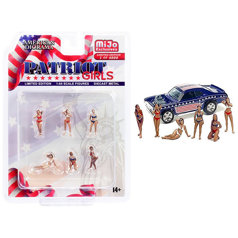 "Patriot Girls" 6 piece Diecast Figurines Set Limited Edition to 4800 pieces Worldwide for 1/64 Scale Models by American Diorama