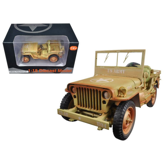 US Army Vehicle WWII Desert Sand Weathered Version 1/18 Diecast Model Car by American Diorama