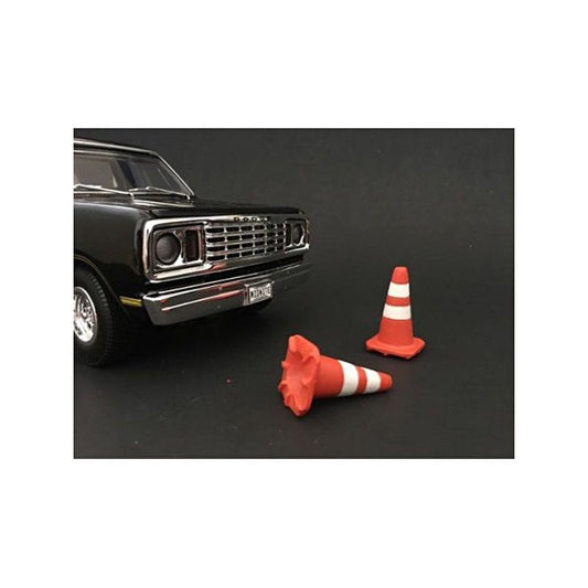 Traffic Cones Accessory Set of 4 pieces for 1/18 Scale Models by American Diorama