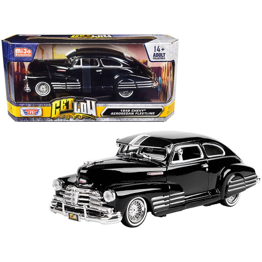 1948 Chevrolet Aerosedan Fleetside Lowrider Black "Get Low" Series 1/24 Diecast Model Car by Motormax