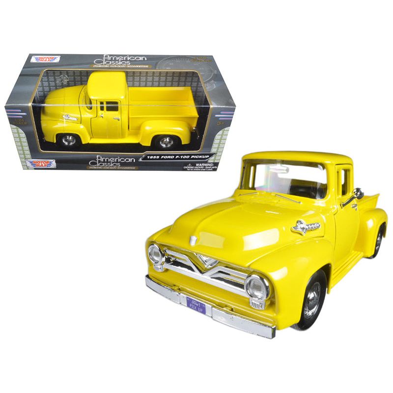 1955 Ford F-100 Pickup Truck Yellow 1/24 Diecast Model Car by Motormax