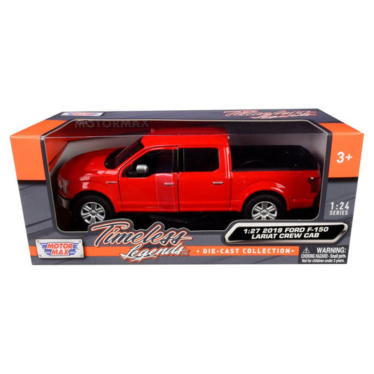 2019 Ford F-150 Lariat Crew Cab Pickup Truck Red 1/24-1/27 Diecast Model Car by Motormax