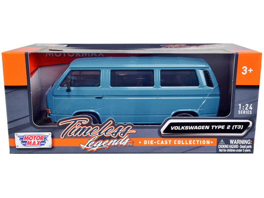 Volkswagen Type 2 (T3) Van Blue "Timeless Legends" Series 1/24 Diecast Model Car by Motormax