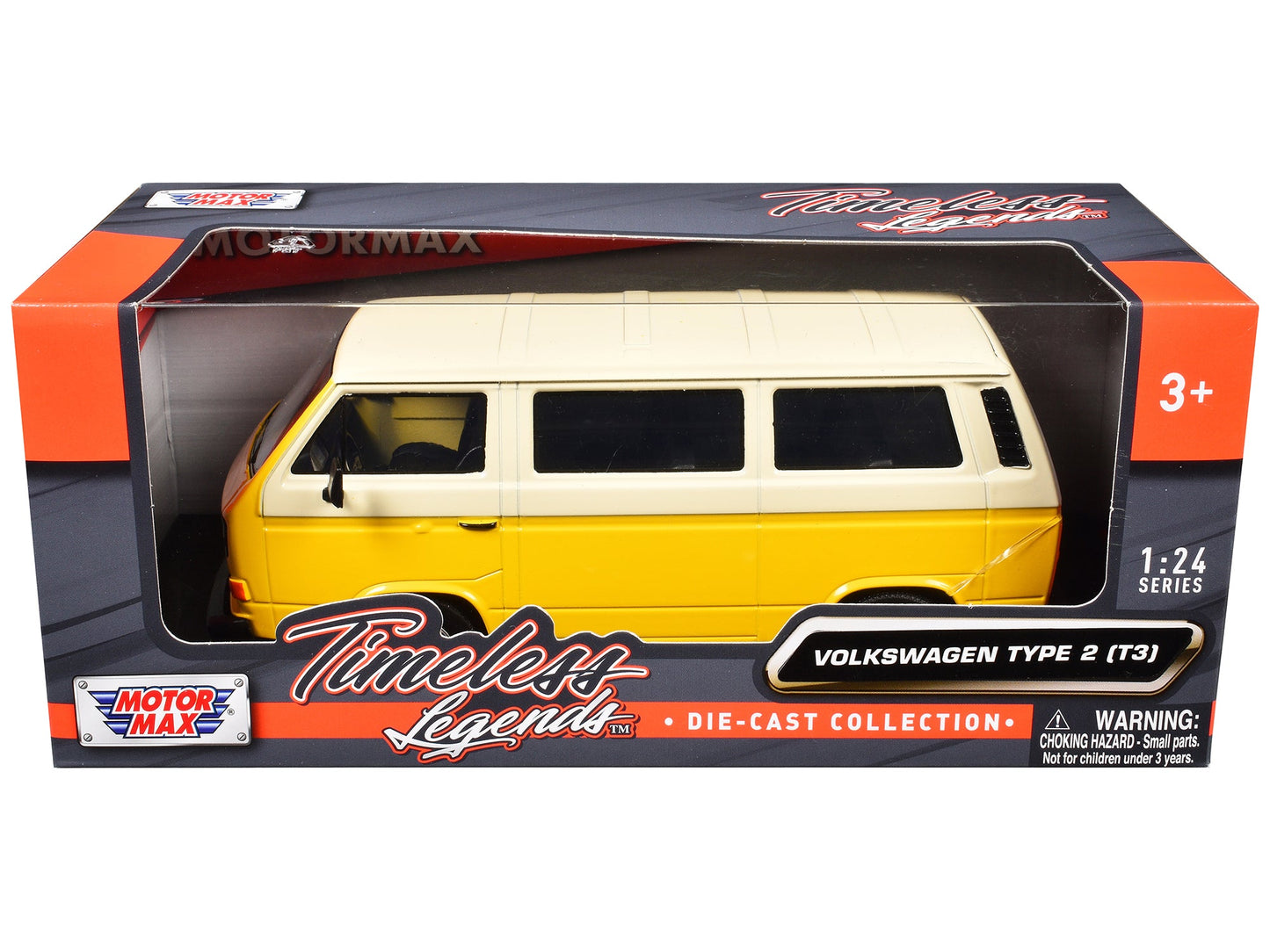 Volkswagen Type 2 (T3) Van Yellow and Beige "Timeless Legends" Series 1/24 Diecast Model Car by Motormax