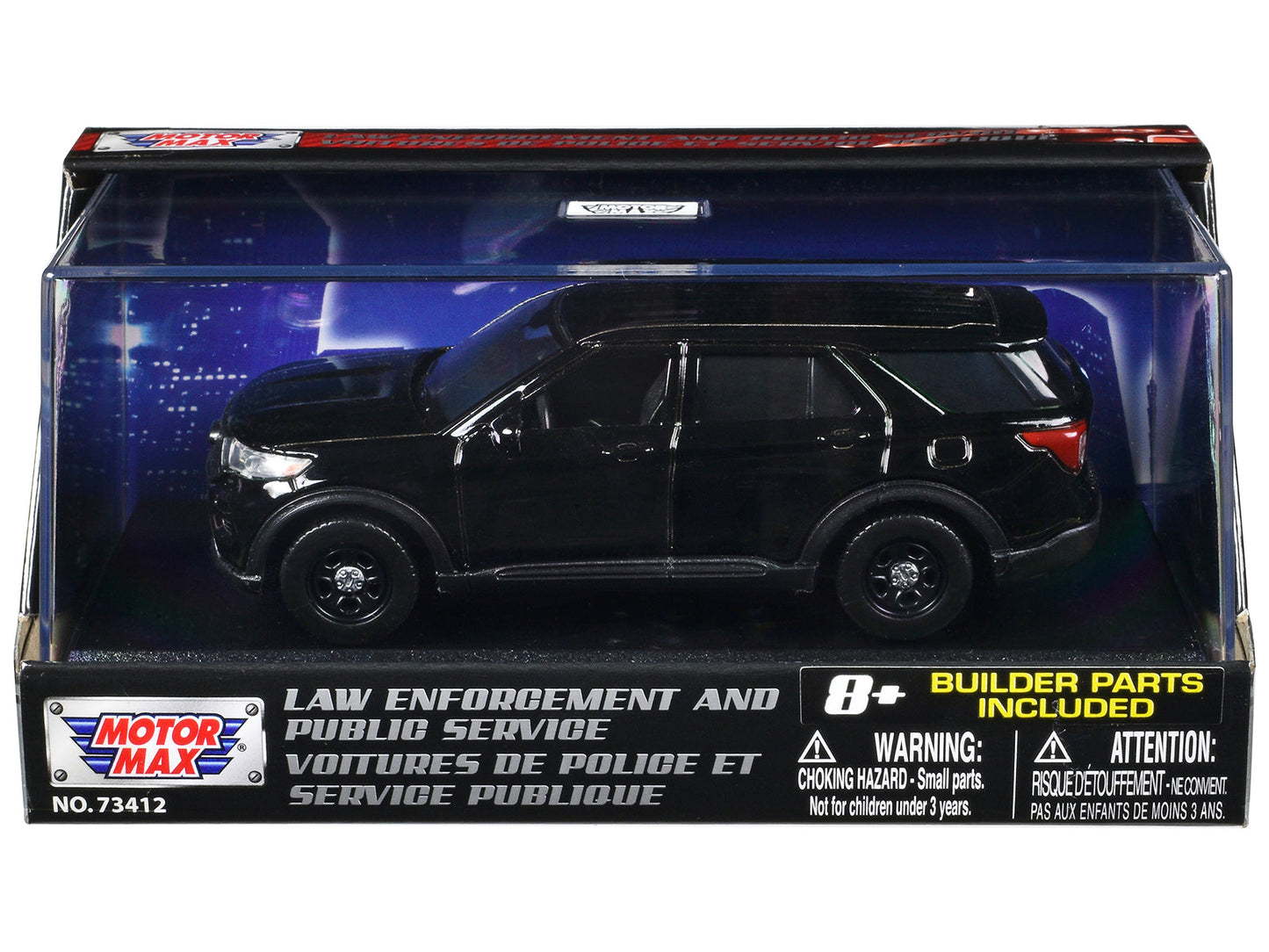 2022 Ford Police Interceptor Utility Black Unmarked "Custom Builder's Kit" "Law Enforcement and Public Service" Series 1/43 Diecast Model Car by Motormax