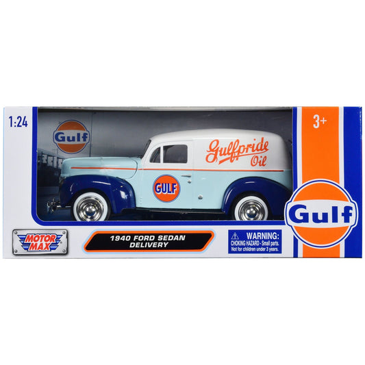 1940 Ford Sedan Delivery Light Blue and White "Gulf Oil-Gulfpride" "Gulf Die-Cast Collection" 1/24 Diecast Model Car by Motormax