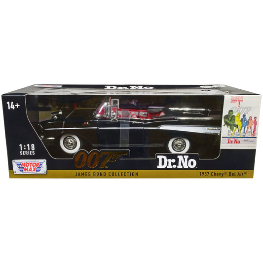 1957 Chevrolet Bel Air Convertible Black James Bond 007 "Dr. No" (1962) Movie 1/18 Diecast Model Car by Motormax