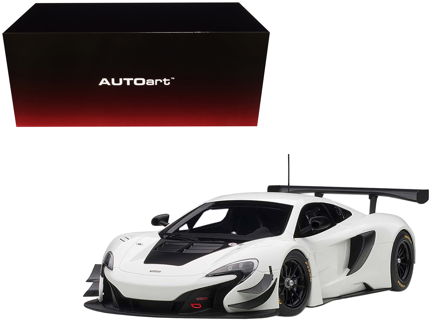 Mclaren 650S GT3 White with Black Accents 1/18 Model Car by Autoart