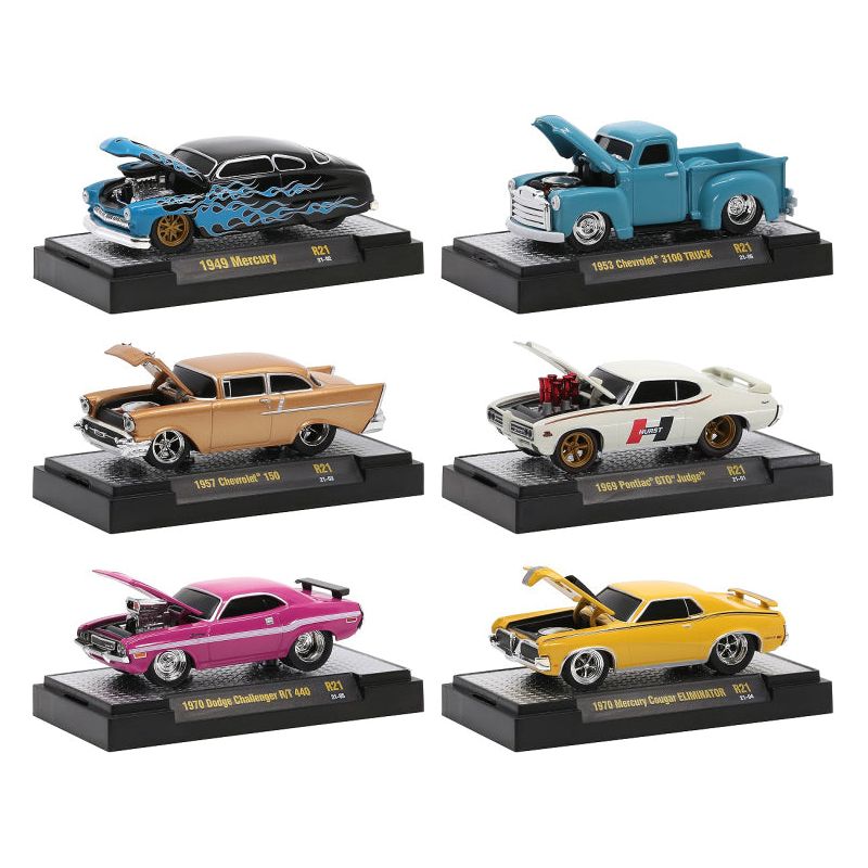 "Ground Pounders" 6 Cars Set Release 21 IN DISPLAY CASES 1/64 Diecast Model Cars by M2 Machines