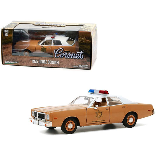 1975 Dodge Coronet Brown with White Top "Choctaw County Sheriff" 1/24 Diecast Model Car by Greenlight