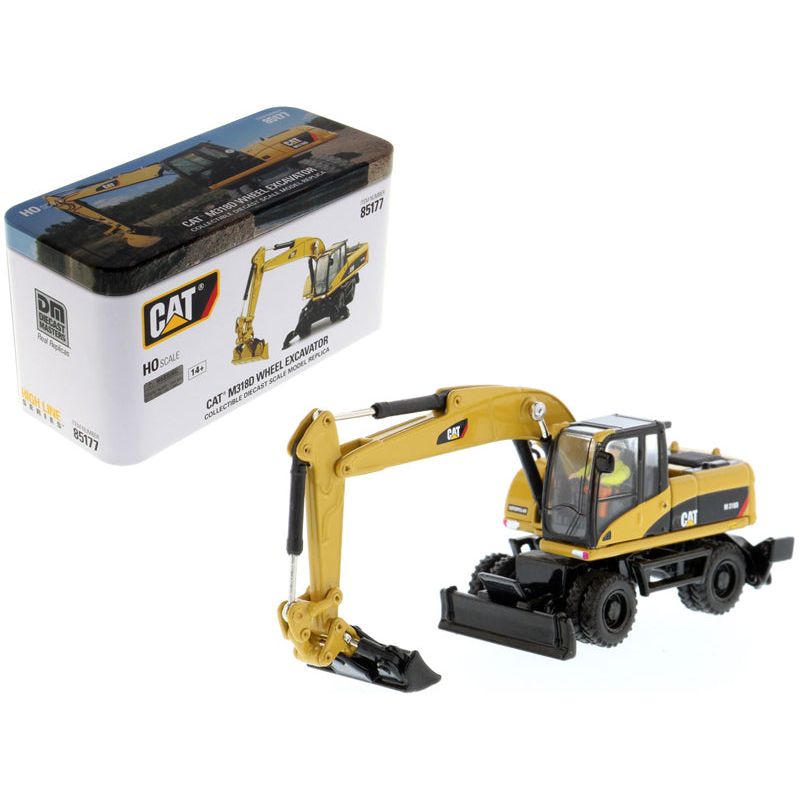 CAT Caterpillar M318D Wheeled Excavator with Operator "High Line" Series 1/87 (HO) Scale Diecast Model by Diecast Masters