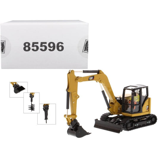 CAT Caterpillar 308 CR Next Generation Mini Hydraulic Excavator with Work Tools and Operator "High Line" Series 1/50 Diecast Model by Diecast Masters