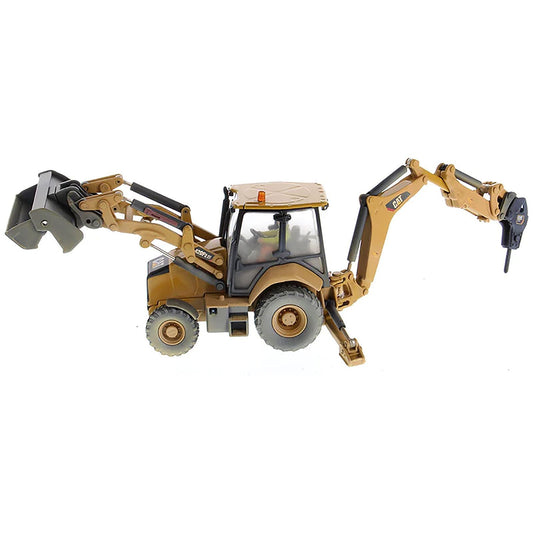 CAT Caterpillar 420F2 IT Backhoe Loader with Operator Yellow "Weathered Series" 1/50 Diecast Model by Diecast Masters