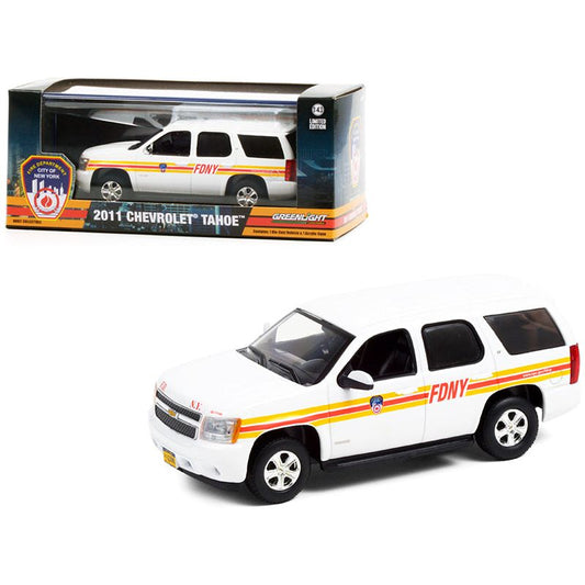 2011 Chevrolet Tahoe White with Stripes FDNY "Fire Department City of New York" 1/43 Diecast Model Car by Greenlight