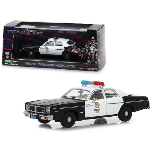 1977 Dodge Monaco Metropolitan Police Black and White "The Terminator" (1984) Movie 1/43 Diecast Model Car by Greenlight