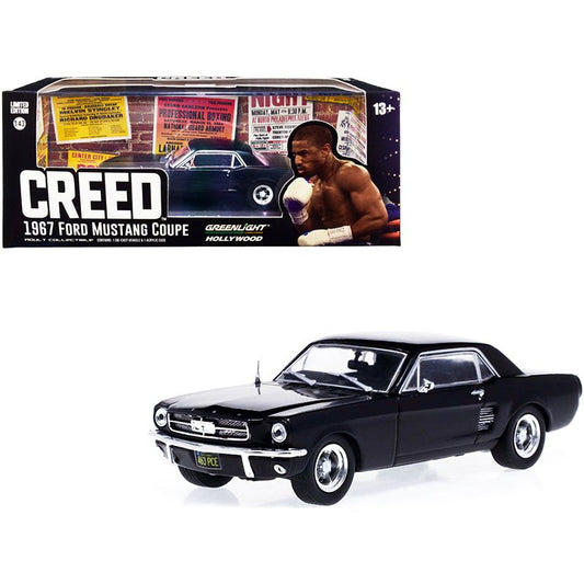 1967 Ford Mustang Coupe Matt Black (Adonis Creed's) "Creed" (2015) Movie 1/43 Diecast Model Car by Greenlight