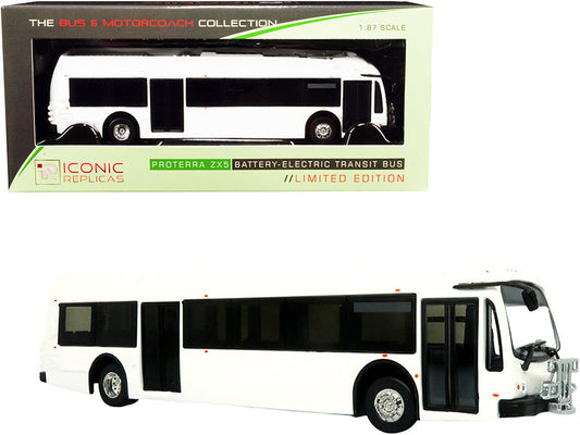 Proterra ZX5 Battery-Electric Transit Bus Blank White "The Bus & Motorcoach Collection" 1/87 (HO) Diecast Model by Iconic Replicas