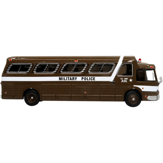 1966 GM PD4107 "Buffalo" Coach Bus U.S. Army Military Police Destination: "Fort Dix" "Vintage Bus & Motorcoach Collection" 1/87 Diecast Model by Iconic Replicas