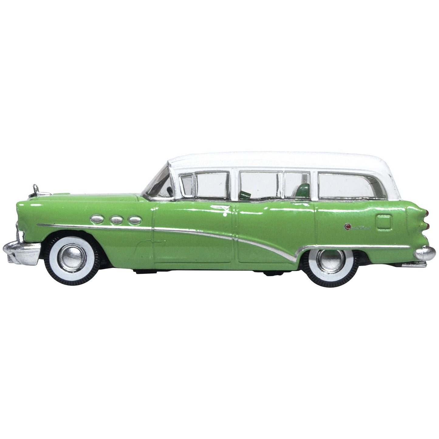 1954 Buick Century Estate Wagon Willow Green and White 1/87 (HO) Scale Diecast Model Car by Oxford Diecast