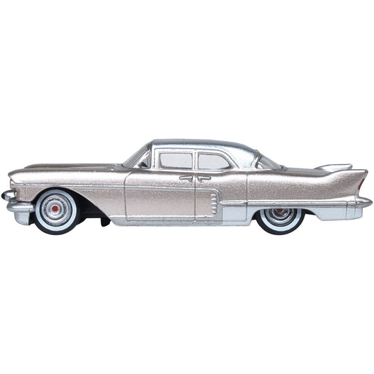 1957 Cadillac Eldorado Brougham Sandalwood Beige Metallic with Silver Top 1/87 (HO) Scale Diecast Model Car by Oxford Diecast