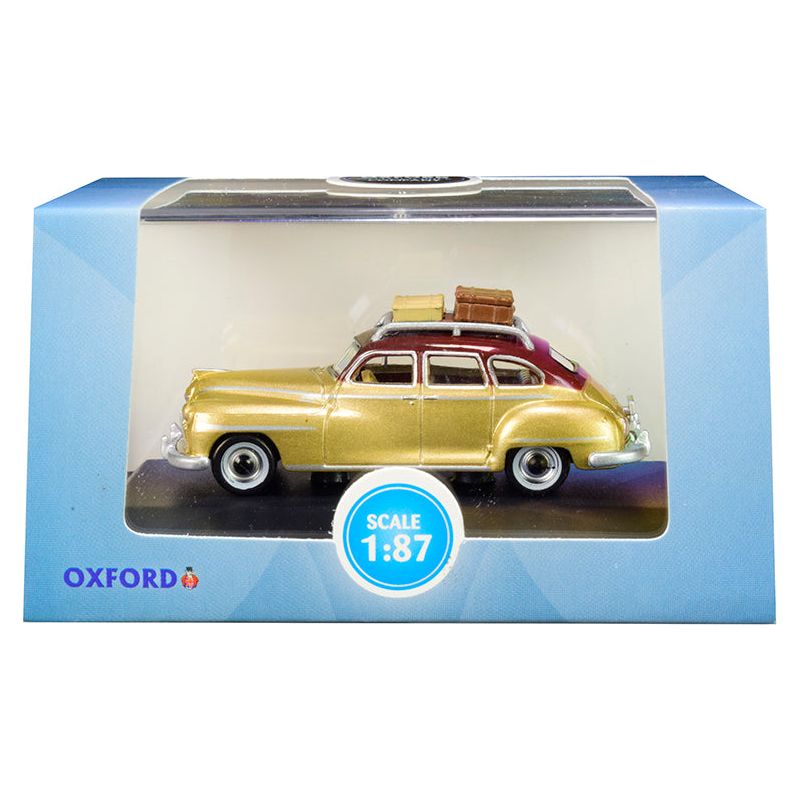 1946 DeSoto Suburban with Roof Rack and Luggage Trumpet Gold with Rhythm Brown Top 1/87 (HO) Scale Diecast Model Car by Oxford Diecast