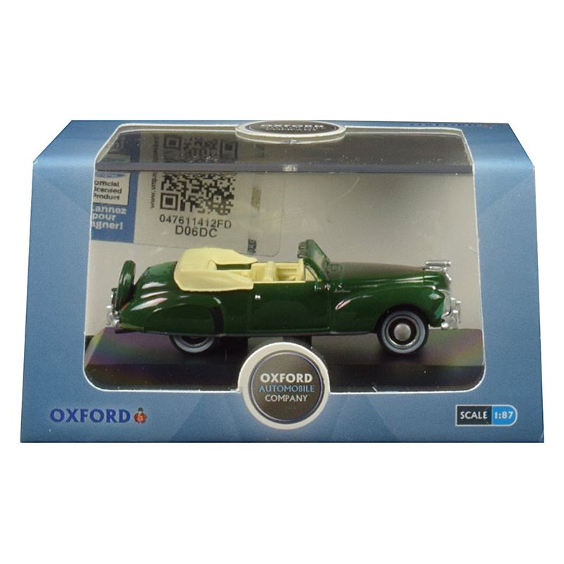 1941 Lincoln Continental Convertible Spode Green 1/87 (HO) Scale Diecast Model Car by Oxford Diecast