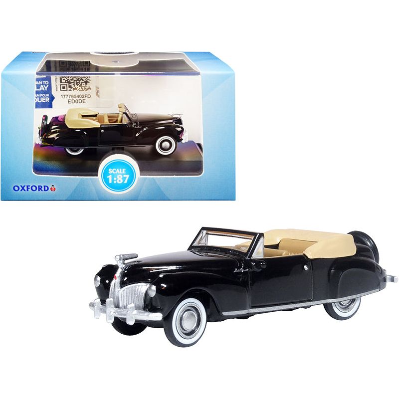 1941 Lincoln Continental Convertible Black with Tan Interior 1/87 (HO) Scale Diecast Model Car by Oxford Diecast