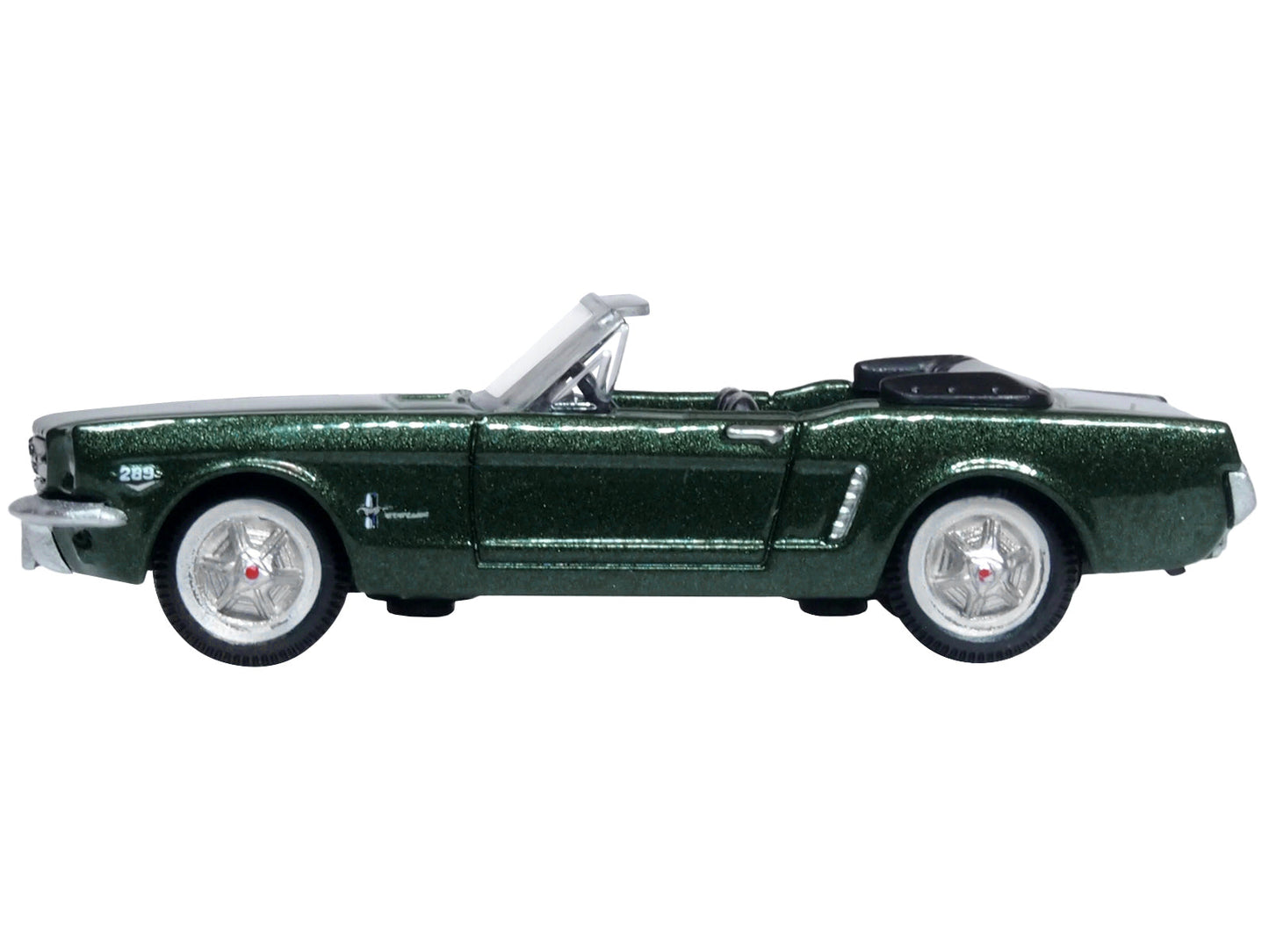 1965 Ford Mustang Convertible Ivy Green Metallic 1/87 (HO) Scale Diecast Model Car by Oxford Diecast