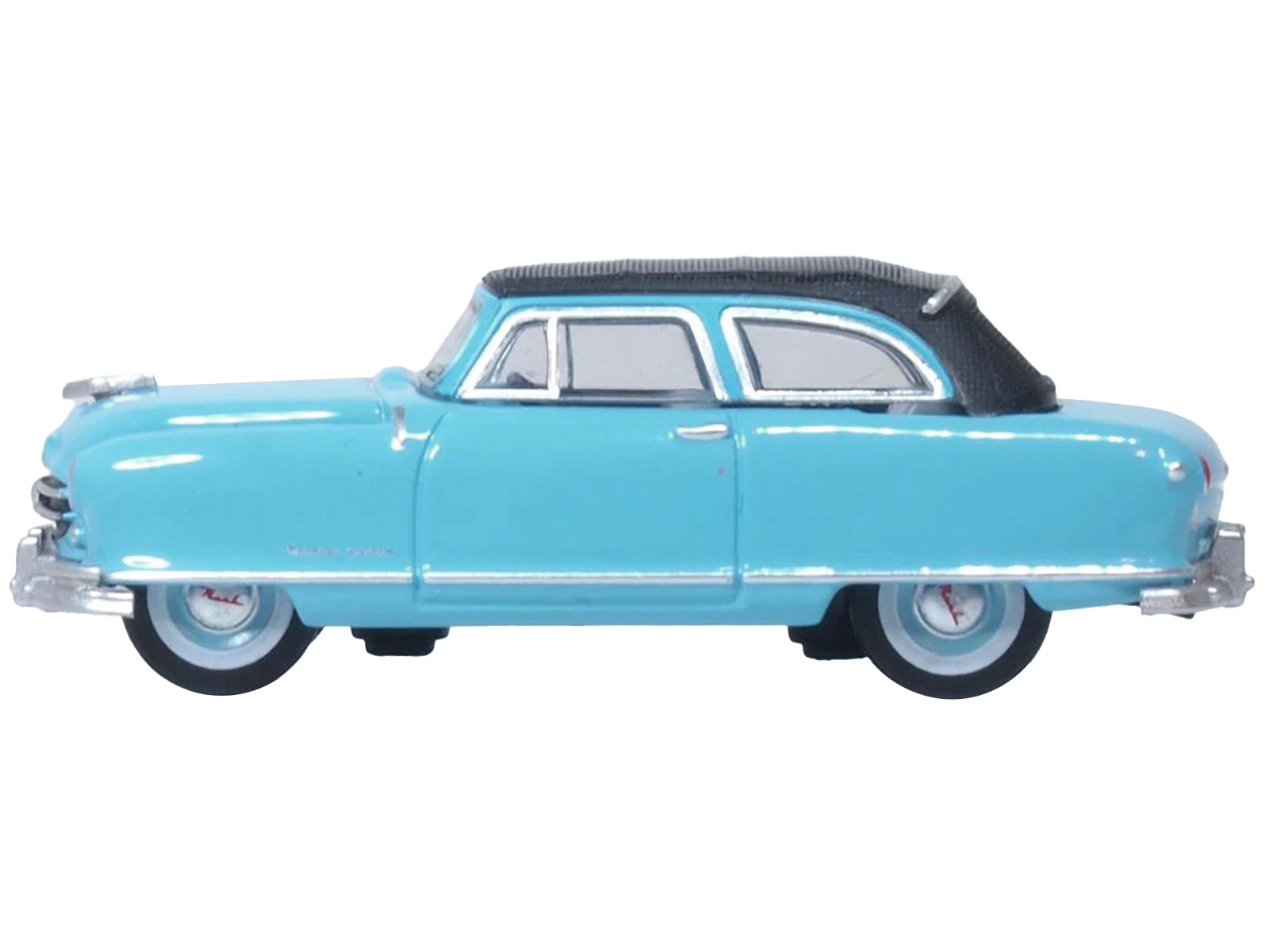 1950 Nash Rambler Custom Landau Convertible (Closed) Strato Blue with Black Top 1/87 (HO) Scale Diecast Model Car by Oxford Diecast