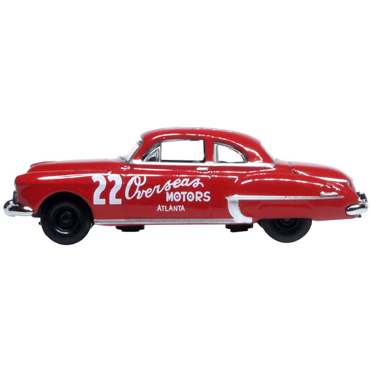 1949 Oldsmobile Rocket 88 Coupe #22 "Overseas Motors Atlanta" Red 1/87 (HO) Scale Diecast Model Car by Oxford Diecast