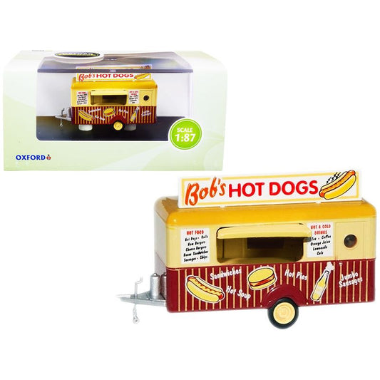 "Bob's Hot Dogs" Mobile Food Trailer 1/87 (HO) Scale Diecast Model by Oxford Diecast